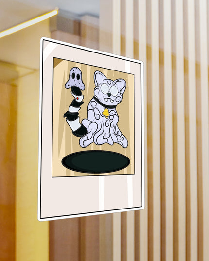 Ghost Cat Polaroid - Kiss-Cut Vinyl Decal Sticker