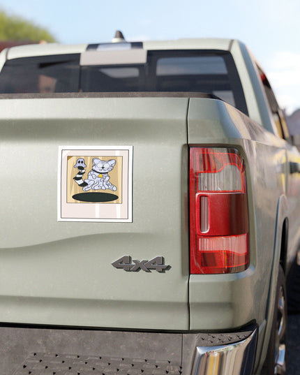 Car Magnet- Ghost Cat Polaroid pic