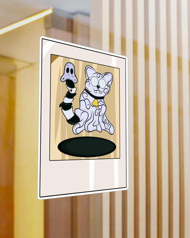 Ghost Cat Polaroid - Kiss-Cut Vinyl Decal Sticker