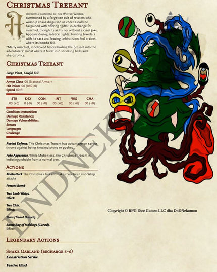 Christmas Treeant Monster Stat Block