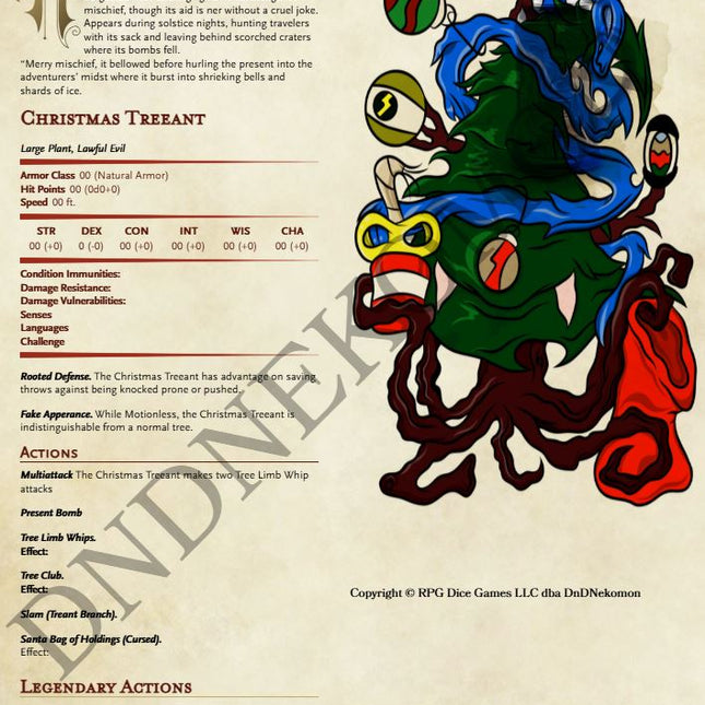 Christmas Treeant Monster Stat Block