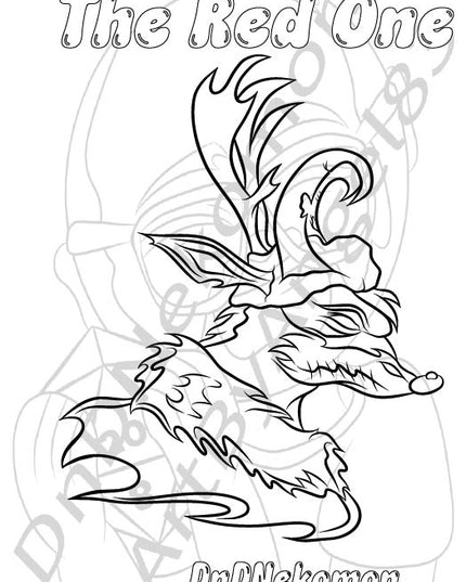 The Red One - The Dreadful Reindeer (Coloring Page)